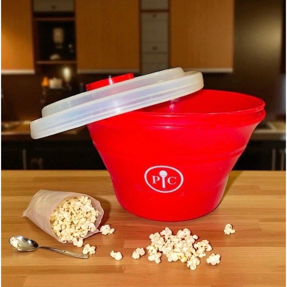 Pampered Chef Red Silicone Microwave Popcorn Maker Bowl #1457 - Picture 7 of 7
